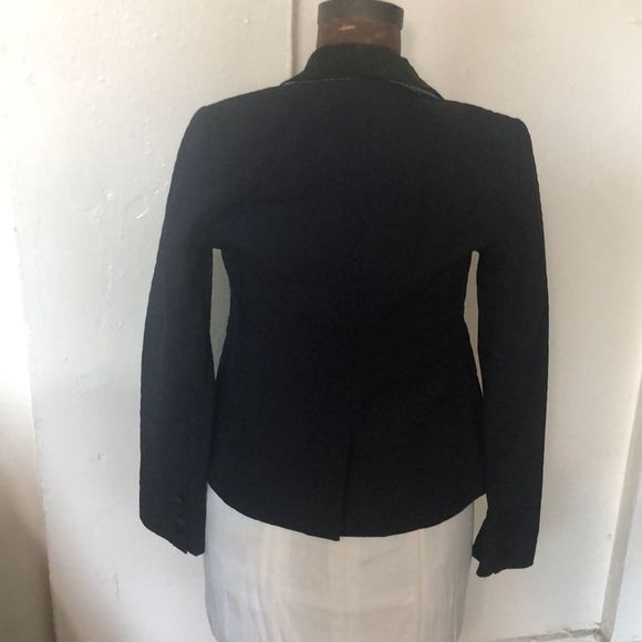 Avec Les Filles Quilted Blazer Velvet Lapel Navy - Picture 3 of 7